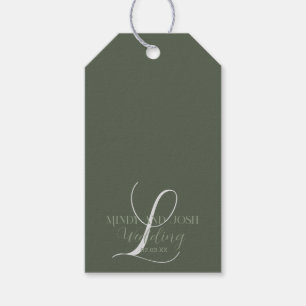 Romantic Script Sage Green Initial Wedding   Gift Tags