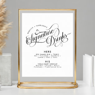 Romantic Script Signature Drinks Wedding Bar Poster