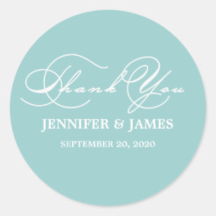 Romantic Script Thank You Wedding Favour Label