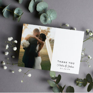 Romantic Script Wedding Photo Thank You