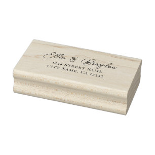 Romantic Script Wedding Return Address Rubber Stam Stamp