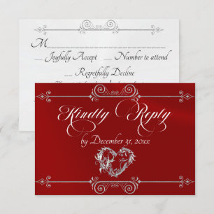 Romantic Scroll Heart - Red RSVP Card