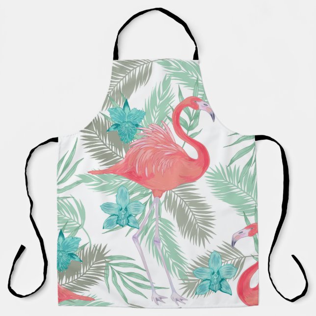 Romantic seamless pattern with flamingo bird and o apron (Front)
