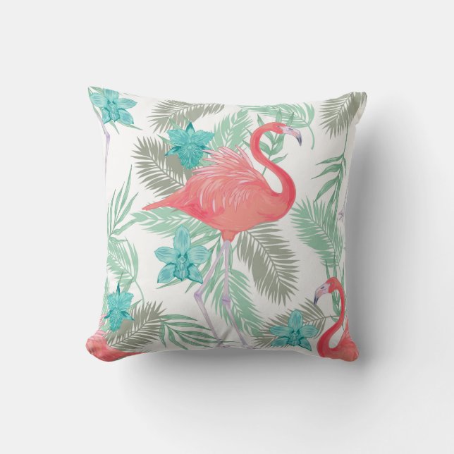 Romantic seamless pattern with flamingo bird and o cushion (Front)