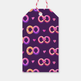 Romantic seamless pattern with hearts and wedding  gift tags