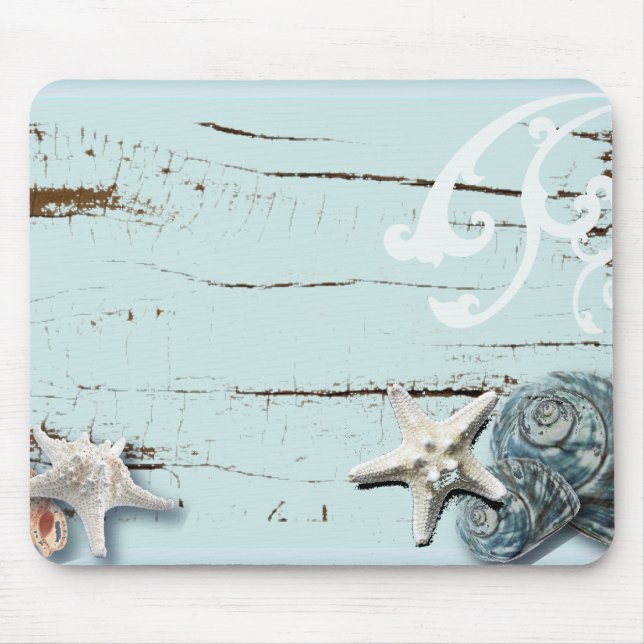 Romantic SeaShell Beach Wedding Favour Mouse Pad (Front)