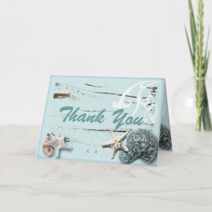 Romantic SeaShell Beach Wedding Thank You Card