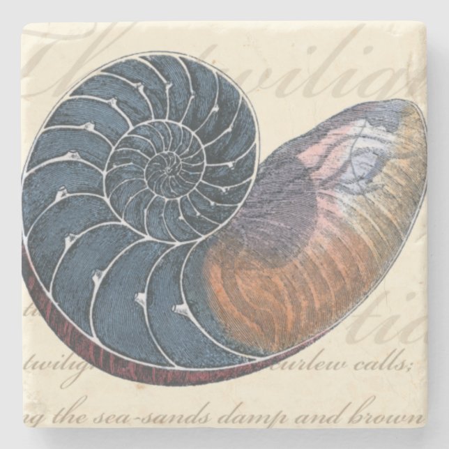 Romantic Seashell Stone Coaster (Front)