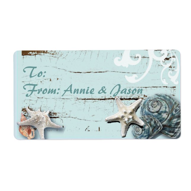 Romantic SeaShell Wedding Favour Gift Labels (Front)