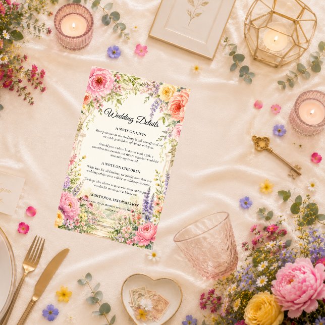 Romantic Secret Garden Bloom Wedding  Enclosure Card (Creator Uploaded)
