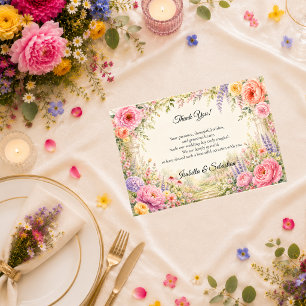 Romantic Secret Garden Bloom Wedding Thank You Card