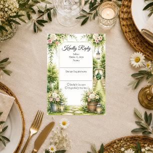Romantic Secret Garden Elegance Wedding RSVP Card