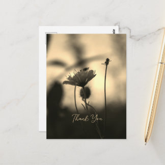 Romantic Sepia Flower – Botanical Fantasy Thanks Postcard