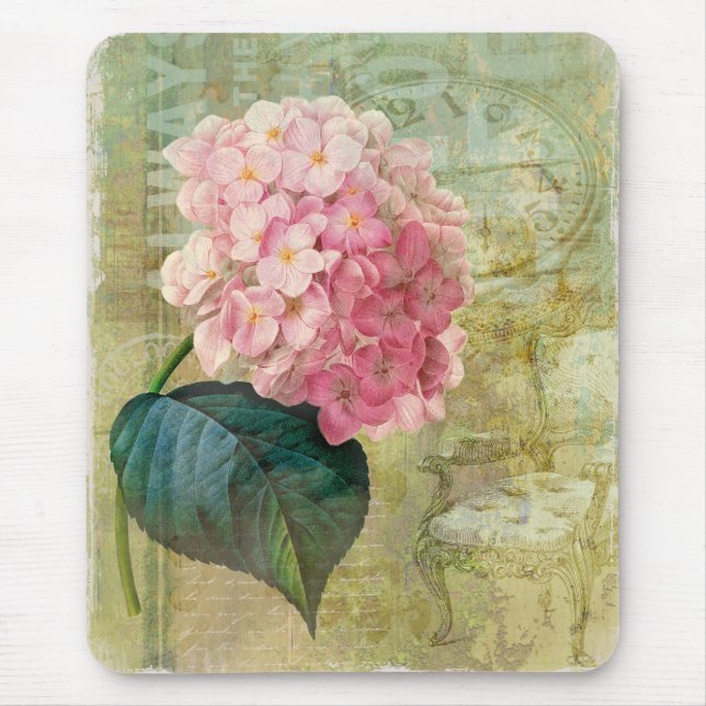 Romantic Shabby Chic Hydrangea Victorian Style Mouse Pad (Front)