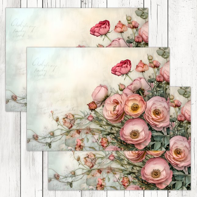 ROMANTIC SHABBY ROSES DECOUPAGE TISSUE PAPER (ROMANTIC SHABBY ROSES DECOUPAGE TISSUE PAPER)