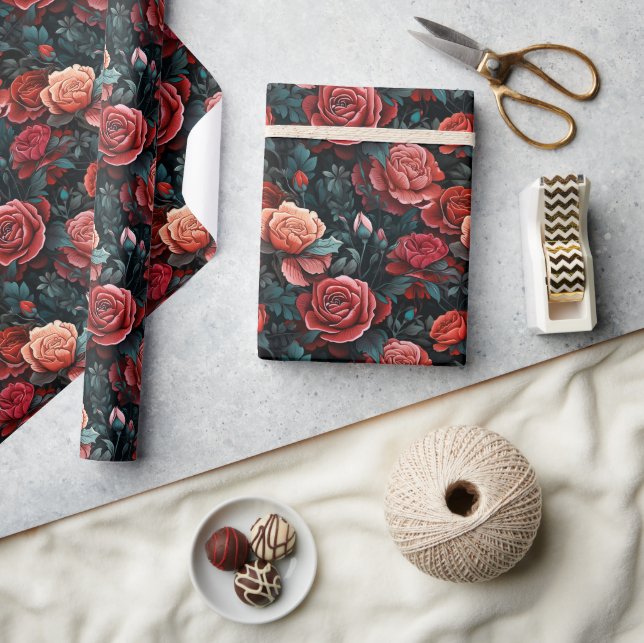 Romantic Shades of Red Roses Wrapping Paper (Crafts)
