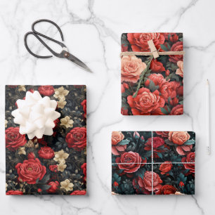 Romantic Shades of Red Roses Wrapping Paper Sheet