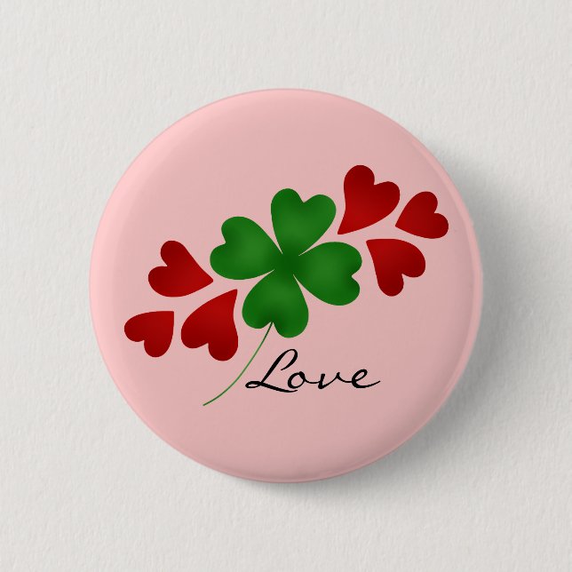 Romantic shamrock hearts 6 cm round badge (Front)