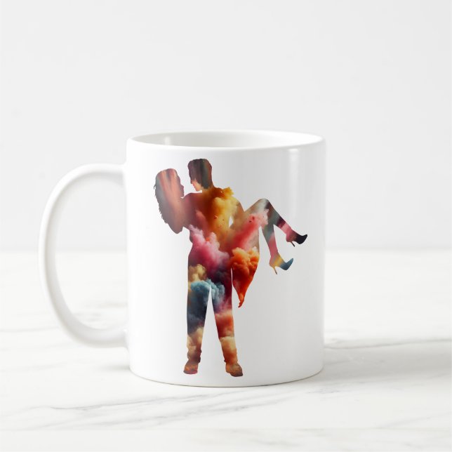 Romantic Silhouette Love Explosion Mug – Vibrant A (Left)