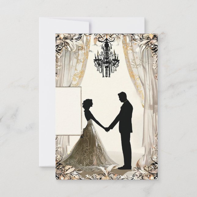 Romantic silhouette of a couple invitation (Front)