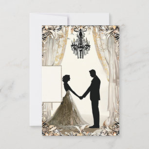 Romantic silhouette of a couple invitation