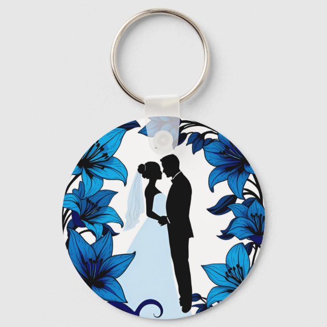 Romantic Silhouette of a Couple Key Ring (Front)