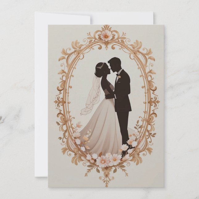 Romantic Silhouette of Couple  Invitation (Front)