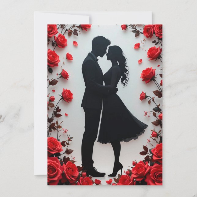 Romantic Silhouette of Couple  Invitation (Front)