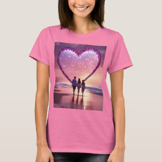Romantic Silhouette Under a Fiery Heart T-Shirt