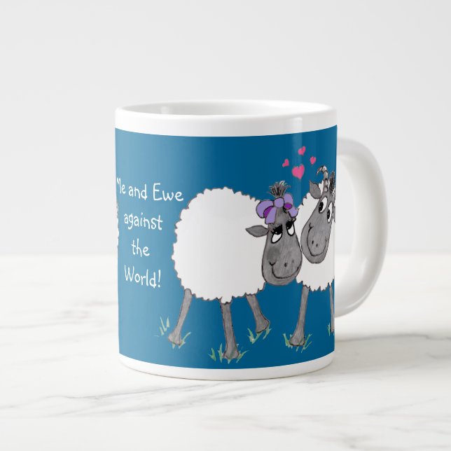 Romantic Silly Sheep Mug to Personalise (Front Right)