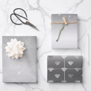 Romantic Silver Floral Lace Wrapping Paper Sheet