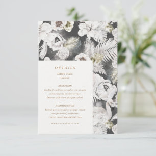 romantic silver floral wedding details enclosure card