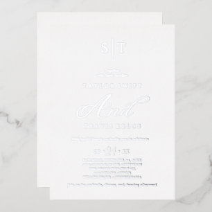 Romantic Silver Foil Calligraphy Monogram Wedding 