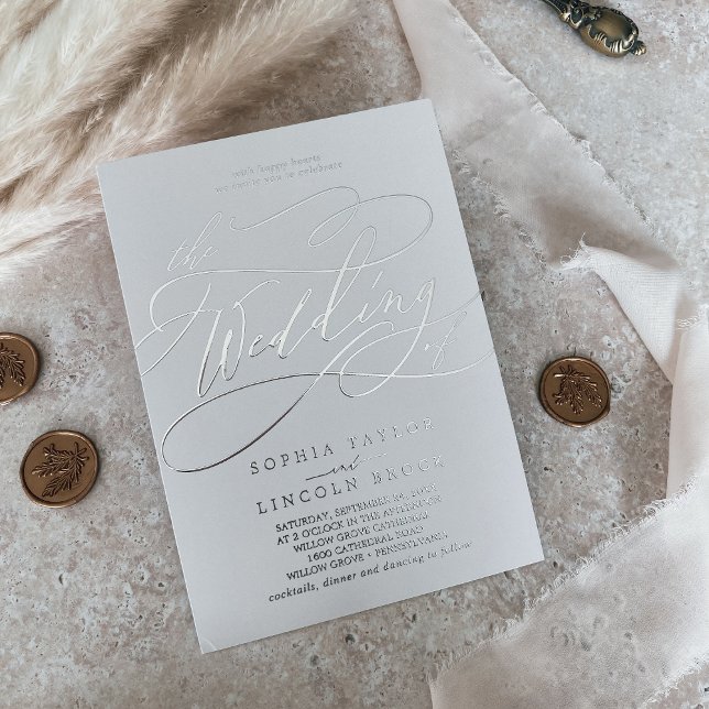 Romantic Silver Foil Grey Flourish The Wedding Of (Creator Uploaded)