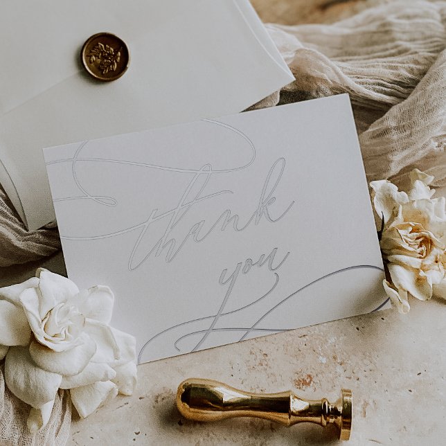 Romantic Silver Foil Wedding Thank You Card (Romantic Silver Foil Wedding Thank You Card)