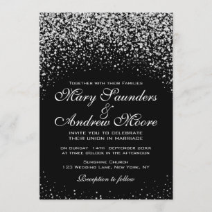 Romantic Silver Glitter Night Sky Invitation