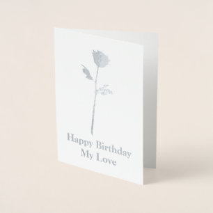 Romantic Silver Rose with Own Message - Custom Foil Card