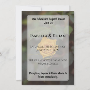 Romantic Single Yellow Rose Dark Garden Wedding Invitation