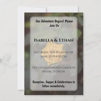Romantic Single Yellow Rose Dark Garden Wedding  Invitation