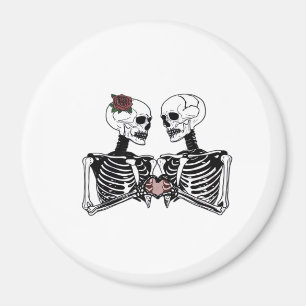 Romantic Skeleton Couple – Gothic With Heart Hands Magnet