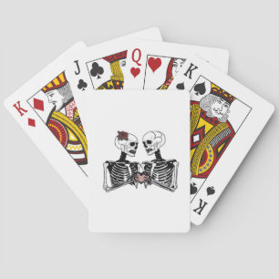 Romantic Skeleton Couple – Gothic With Heart Hands Playing Cards