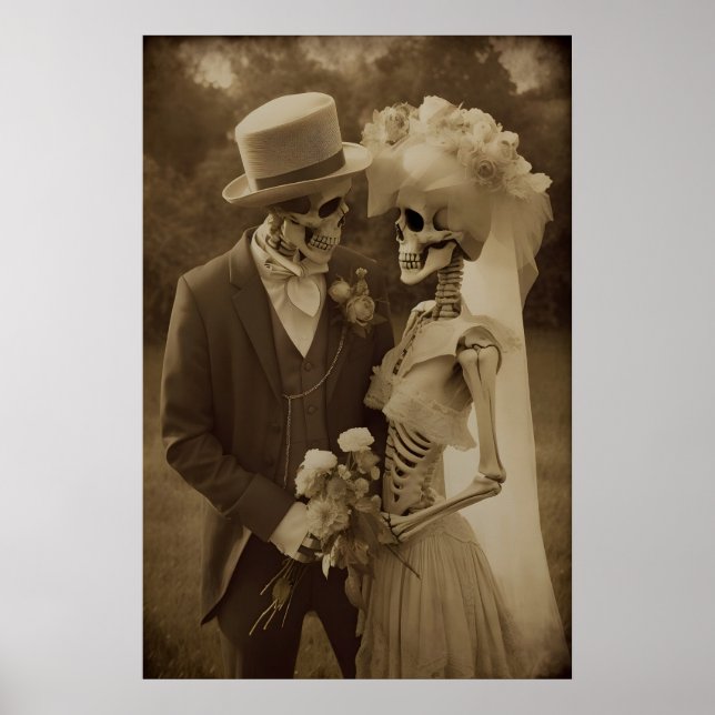 Romantic Skeleton Couple Print Gothic Wedding (Front)