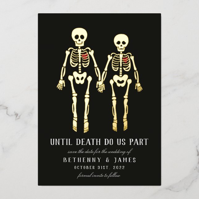 Romantic Skeletons Foil Invitation (Front)