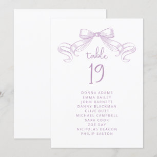 Romantic Sketched Bow Lilac Seating Chart Card