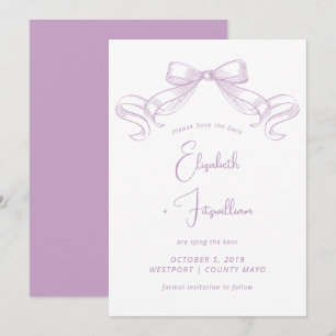 Romantic Sketched Bow Lilac Tie The Knot Save The Date
