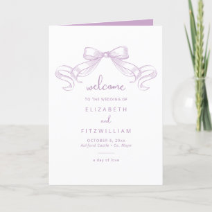 Romantic Sketched Bow Lilac Wedding Programme