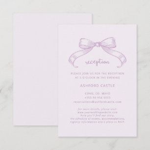 Romantic Sketched Bow Lilac Wedding Reception Enclosure Card