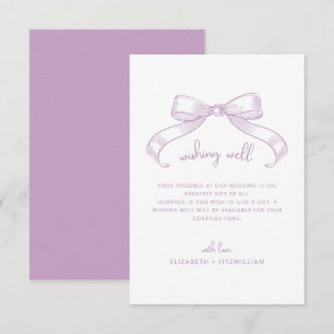 Romantic Sketched Bow Lilac Wedding Wishing Well Enclosure Card