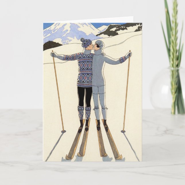 Romantic Skiing Couple Card (Front)