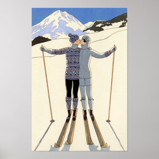 Romantic Skiing Couple Poster (Front)